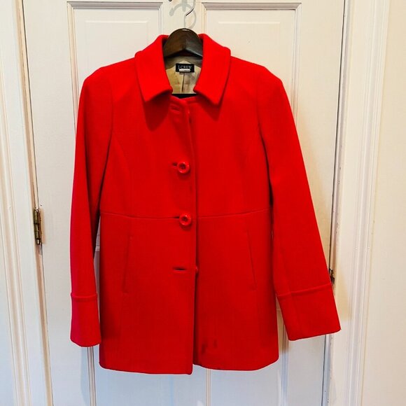 J. Crew Classic Lady Day Coat Red Pink Italian Double Cloth Wool Blend US 8 - Picture 16 of 16